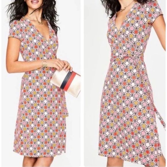 Boden | Pink Frosting Floral Summer Wrap Dress Size 4 R, MSRP $130 - Picture 2 of 9